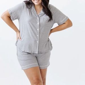 NEW Cozy Earth Women's Short Sleeve Bamboo Pajama Set in Stretch-Knit - GREY